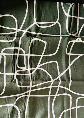 Fabric Remnant - Olive/cream Graphic Print viscose - 185cms