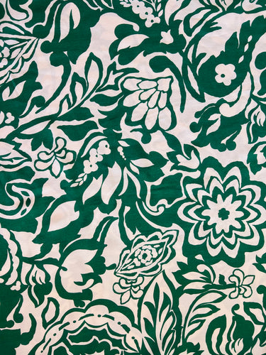 Large Green Floral - Viscose Fabric - Dressmaking Fabric