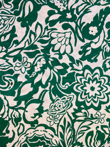 Large Green Floral - Viscose Fabric - Dressmaking Fabric