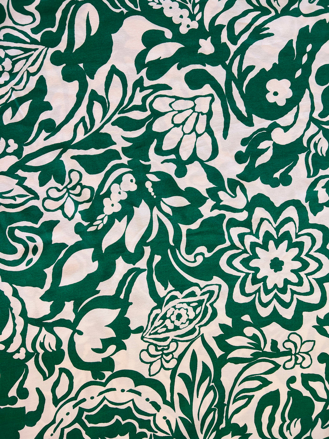 Large Green Floral - Viscose Fabric - Dressmaking Fabric