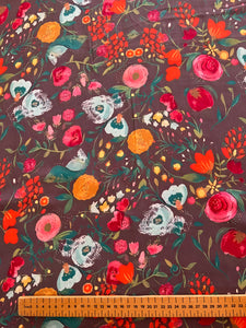 Mink Floral Viscose Fabric - 1/2mtr - Dressmaking Fabric