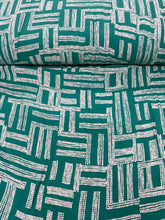 Load image into Gallery viewer, Green geometric dash lines viscose - 1/2mtr