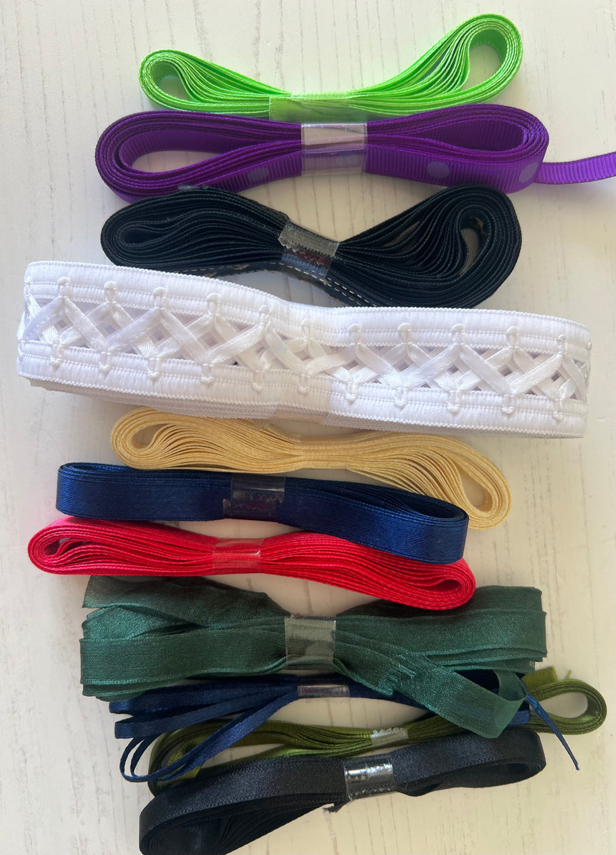 Approx Ribbon Bundle of 10 Ribbons (approx 2-3m per design) c – owl and sewing cat