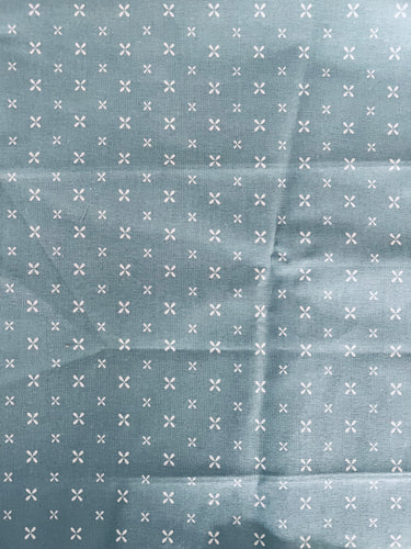 Cotton Cross Fabric Remnant - duck egg - 40cms