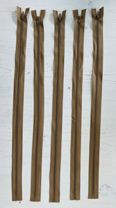 zips 18" long x 5 - colours beige as shown