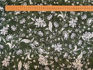 Forest Green Floral Fabric - 1/2mtr - Dressmaking Fabric
