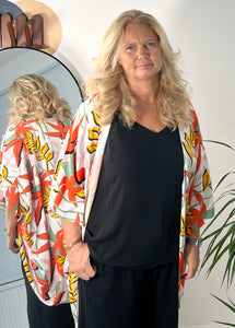 Long Summer Jacket Kit - Orange leaf viscose