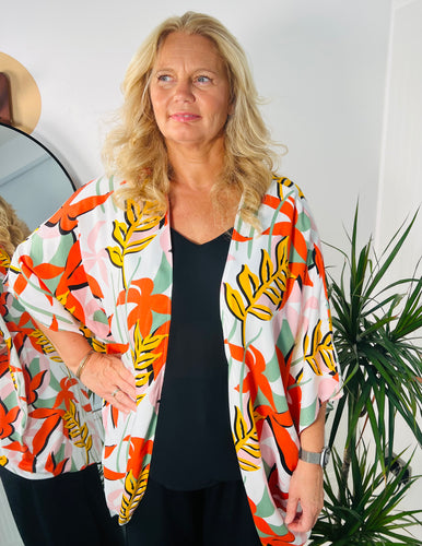 Long Summer Jacket Kit - Orange leaf viscose