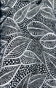 Black & Off-White Leaf Print Viscose - 1/2m