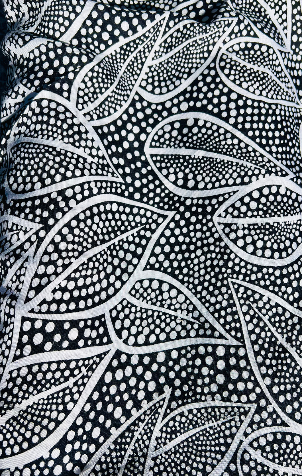 Black & Off-White Leaf Print Viscose - 1/2m