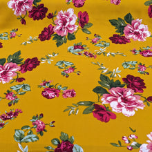 Load image into Gallery viewer, Fabric Remnant - mustard floral viscose twill - 60cms