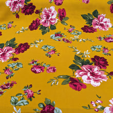 Load image into Gallery viewer, Fabric Remnant - mustard floral viscose twill - 100cms