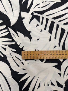 Fabric Remnant - black palm viscose - 80cms