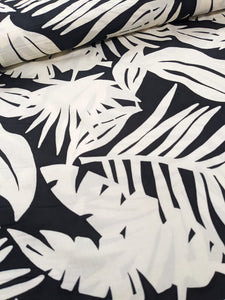 Fabric Remnant - black palm viscose - 80cms