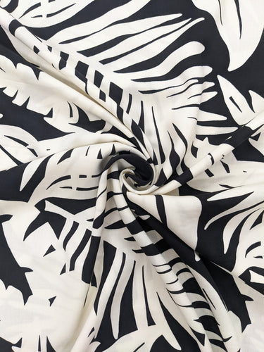 Fabric Remnant - black palm viscose - 80cms
