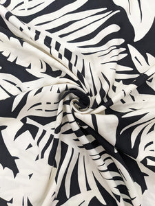 Fabric Remnant - black palm viscose - 80cms