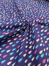 Load image into Gallery viewer, Aqua and pink floral or raindrop cotton fabric - 1/2 mtr