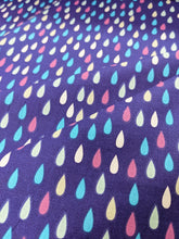 Load image into Gallery viewer, Aqua and pink floral or raindrop cotton fabric - 1/2 mtr