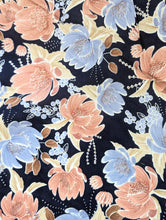 Load image into Gallery viewer, Navy and blue floral print viscose fabric - 1/2mtr