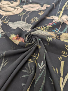 Bird & reeds soft crepe fabric - TWO colourways - 1/2mtr