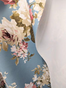 Duck Egg Floral Outdoor Fabric - 1/2 x metre
