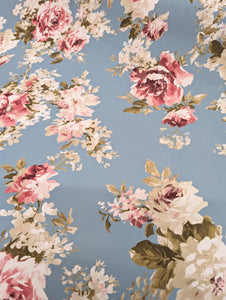 Duck Egg Floral Outdoor Fabric - 1/2 x metre