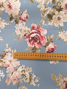 Duck Egg Floral Outdoor Fabric - 1/2 x metre