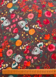 Floral Fabric Remnant - floral viscose - 50cms