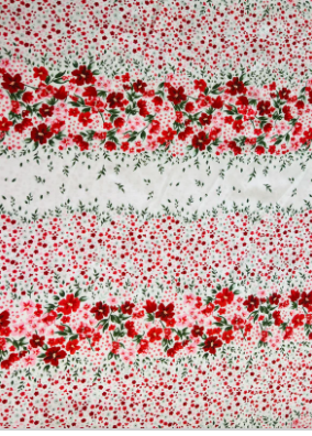 Floral Fabric Remnant - floral satin - 85cms