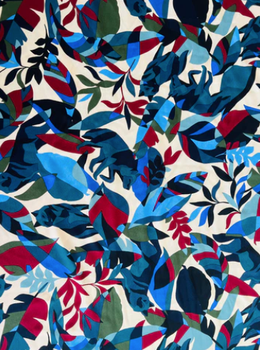 Geometric print Fabric Remnant - viscose - 49cms
