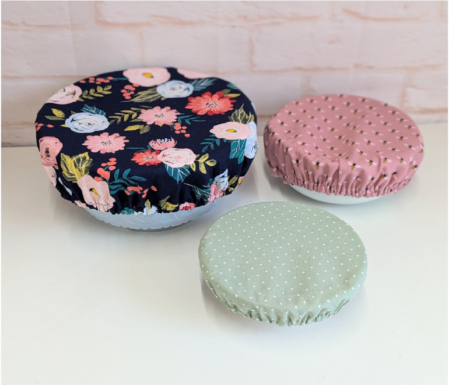 Bowl Cover KIT makes 3 - Navy floral and spots