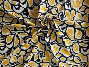 Abstract Floral - Black/Yellow - Dressmaking Fabric