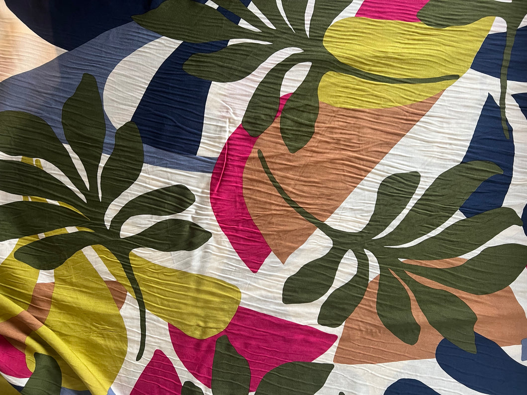 Abstract Tropical Palm Viscose - Dressmaking Fabric