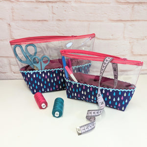Clear top zip bags for storage Sewing Pattern (two sizes included)