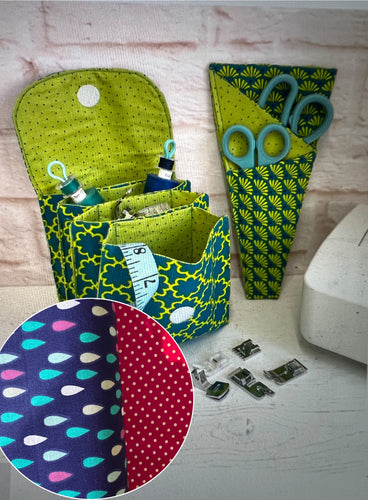 Expandable Purse & Scissor Keeper KIT - raindrops and spots