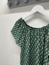 Load image into Gallery viewer, Gracie Gathered Top Kit sizes 10-28 - green diamond print stretch crepe