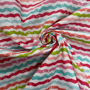 Wiggly bright stripe cotton fabric - 1/2 mtr