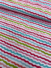 Load image into Gallery viewer, Wiggly bright stripe cotton fabric - 1/2 mtr