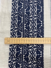 Load image into Gallery viewer, Navy block print linen/gauze x 1/2mtr - Dressmaking Fabric