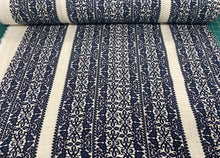Load image into Gallery viewer, Navy block print linen/gauze x 1/2mtr - Dressmaking Fabric