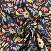 Load image into Gallery viewer, Black &amp; Pastel Floral Cotton Lawn - 1/2mtr - Dressmaking Fabric