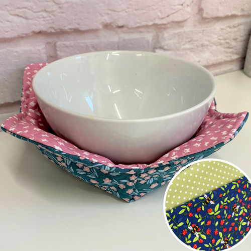 Reversible microwave bowl cosy sewing kit - makes two - bees