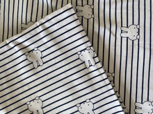 Load image into Gallery viewer, Miffy bunny white stripejersey fabric - 1/2mtr