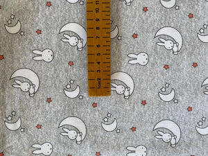 Miffy bunny grey jersey fabric - 1/2mtr