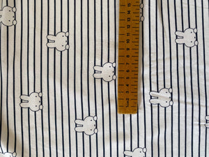 Miffy bunny white stripejersey fabric - 1/2mtr