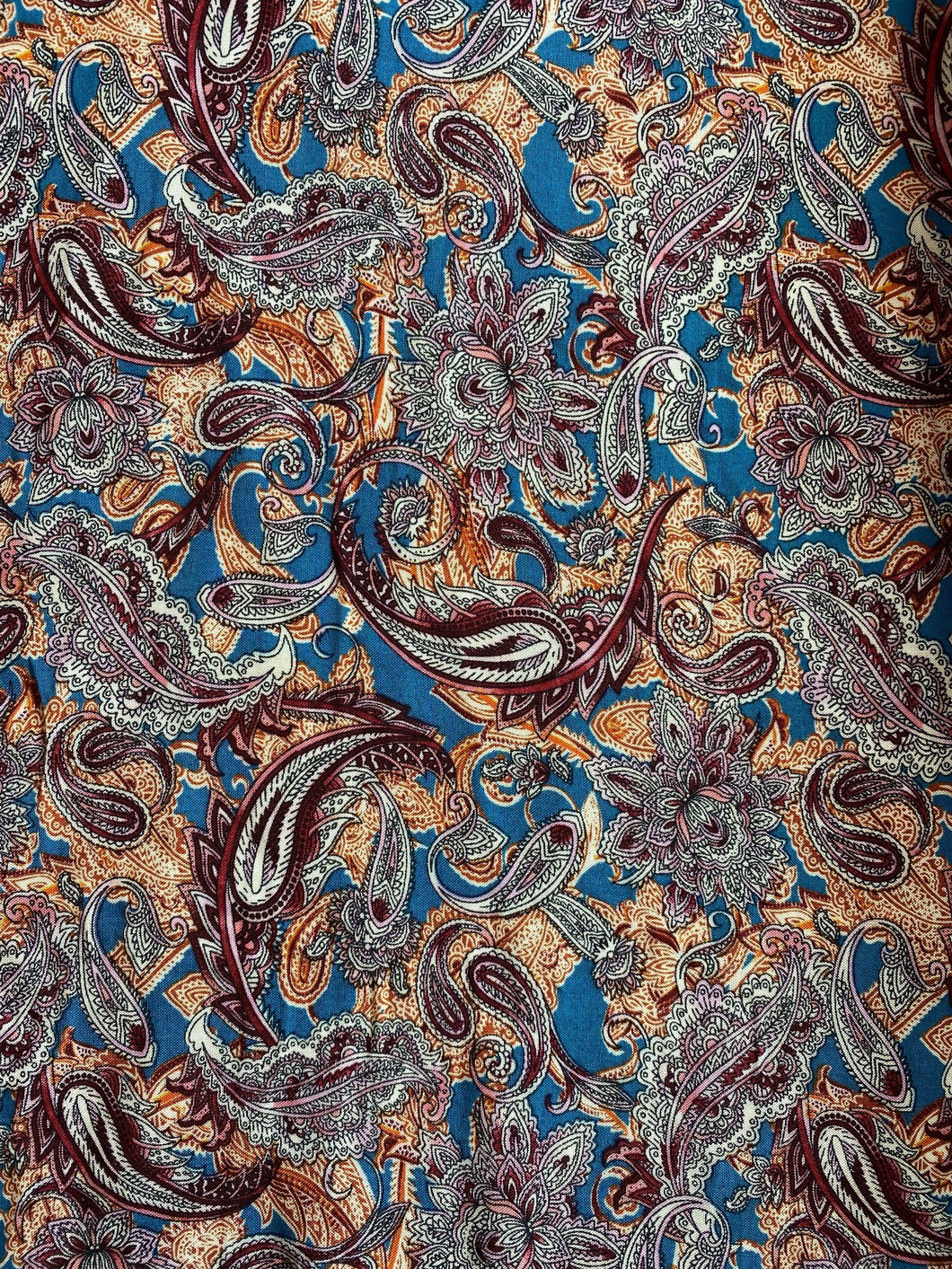 Fabric Remnant - teal paisley viscose - 80cms