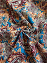 Load image into Gallery viewer, Fabric Remnant - teal paisley viscose - 80cms