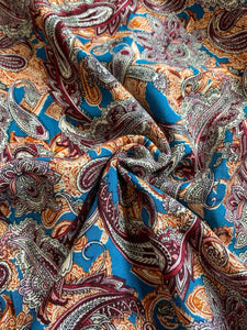 Fabric Remnant - teal paisley viscose - 80cms