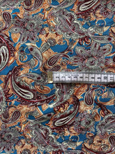 Load image into Gallery viewer, Fabric Remnant - teal paisley viscose - 80cms