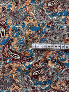 Fabric Remnant - teal paisley viscose - 80cms